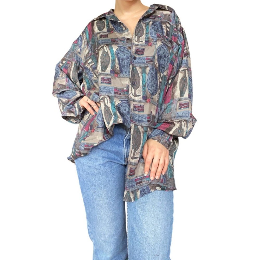 Vintage JMS silk Patterned button up longsleeve